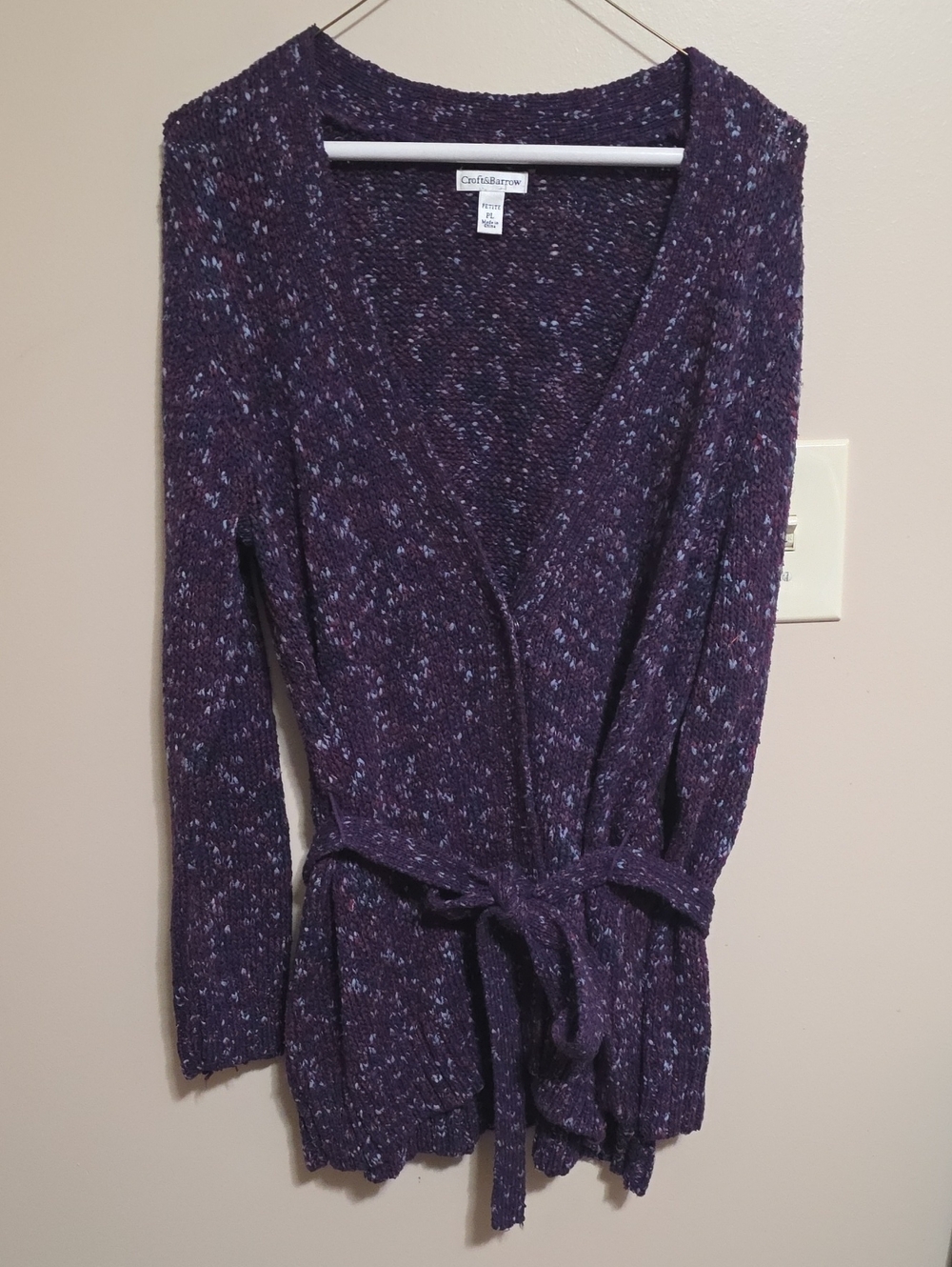 croft & barrow Purple Speckled Wrap Cardigan with Belt